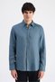 Ds Damat Comfort Petrol Flamlı Cotton-Linen Summer Shirt - 7