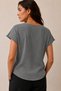 Women's Slit Detailed Lace-Up Collar Comfortable Fit Blouse - 4