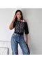 Women's Openwork Lace Detailed Crew Neck Loose Short Sleeve Summer Double Blouse - 3