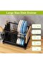 Kitchen Dish Drying Rack, Large 2-Tier Metal Dish Rack with Drainer Board, Multi-Use Utensil Organizer and Cup Holder (2 Tier-Black) - 5