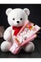 Birthday Gift for Women 55 cm White Teddy Bear and Balloons Happy Birthday Bouquet - 2