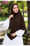 Practical Medium Size Sandy Sufle Scarf - Needle-Free Hijab for Hajj, Umrah, and Daily Use, Brown