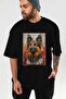 For Dog Lovers 18 Front Dog Print Black Oversize T-Shirt 100% Cotton Unisex Dog Lover Premium Design - 7
