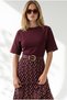 Women's Burgundy Modal Buttoned Blouse with Stitching Detail at the Waist Blz-19003373 - 4