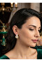 Brass Gold Color Zircon Stone Drop Model Earrings - 2
