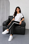 Women's Stripe Detailed Soft Textured Comfortable Cut Crew Neck Modal Fabric Tracksuit Set - 4
