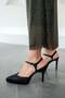 Daffy Stoned Closed-Toe Platform Heeled Evening Dress Shoes Black
