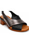 Mila Black Silver Detailed Genuine Leather Women's Sandals - 4