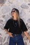 Black Lace Detailed Short Sleeve Tshirt