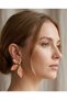 Leaf-Shaped Shiny Surface Earrings – Stylish Design Women's Earrings with Black and Powder Pink Color Options - 4