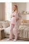 New Season Pink Woven Dressing Gown Short Sleeve Summer Special Design Maternity Maternity Dressing Gown Pajama Set - 7