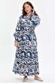 Patterned Belt Detailed Comfortable Fit Women's Dress - 2