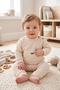 Baby Set Waffle Fabric 98% Cotton Wooden Buttons Kangaroo Pocket Unisex (1-12 Months) - 3