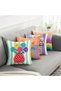 Double-Sided Suede Carpe Diem and Colorful Wave Pattern Throw Pillow Covers Set of 4 - Floral and Polka Dot Decorative Pillowcases - 3