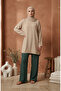Elastic Waist Textured Knitted Trousers 0740-03 Khaki