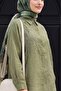 Asymmetrical Embroidered Buttoned Tulle Voile Tunic -Khaki - 5