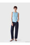 Soulife Blue Crew Neck Asymmetrical Cut Blouse - 2