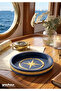 Luxury Marine Themed Boat and Yacht Snack Plate - Compass Patterned Navy Blue Gold Decorative Plate - 3