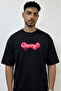 Cherry_1 Design Printed Oversize Black T-Shirt