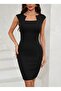 Women's Short Sleeve Square Neck Imported Crepe Dress