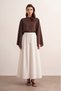 Cream Muslin Skirt with Elastic Waist