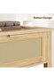 Boho Wooden Rattan Console Table 2 Drawers Open Shelf Slim Design Space Saving Perfect for Living Room, Hallway or Foyer, Natural Wood - 4