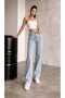 Ice Snow Lycra Wide Leg Palazzo Jean High Waist Loose Leg Women's Trousers - 5