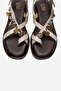 Hush Cream Genuine Leather Beaded Women's Flip-Flop Sandals - 2