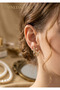 Brass Gold Color Zircon Stone Flower Model Earrings - 2