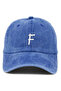 Letter F Cobalt Blue Embroidered Washable Vintage Unisex Hat - 2