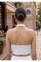 Women's Ecru Halter Neck Diver Fabric Backless Crop Top Beach Sea Casual Summer Combinations - 4