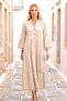 Cream Tasseled Long Linen Dress - 4