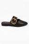Mocha Women's Buckle Pointed Toe Slippers, Varnished Stylish Daily Slippers - 2