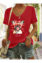 Women's Koala Printed V-Neck Sleeved Regular Fit Comfortable T-Shirt