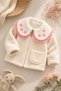 Baby Girl Lace and Embroidery Detailed Baby Wellsoft Coat Soft Textured Cardigan - 2