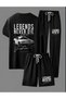 Unisex 3-Piece Set – Los Angeles Printed T-Shirt, Shorts and Trackpants Black