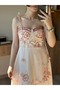 Shawl-Detail Bordure Pattern Dress - 4