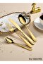 24-Piece Stainless Steel Cutlery Set Kitchen Utensil Western Tableware Gold - 2