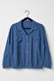 Dark Blue Shirt Collar Bat Sleeve Buttoned Embroidered Elastic Waist Casual Cotton Woven Jacket 62 70 - 2