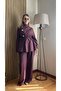 Vega Premium Tnsl Fabric Gold Accessory Detailed Stylish Double Suit - Hijab Compatible Pantsuit - 6