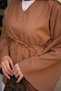 Women's V Detail Bat Sleeve Linen Waist Tie Tunic Taba - 5