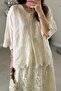 100% Cotton Stone Beige Embroidered Blouse M39734