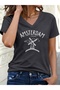 Women's Mix Printed V-Neck Sleeved Regular Fit Comfortable T-Shirt - 2