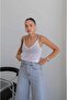 White Strappy Sequined Knitwear Blouse - 2
