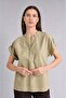 100% Cotton Regular Fit Crew Neck Flared Short Sleeve Green Blouse I1553Ax26Hs - 3
