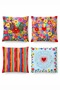 Dark Color Flowing Flowers Patterned 4-Piece Throw Pillow Cover Set - 3