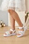 Butiq 8311 Velcro Girls' Sandals with Pearl Bead Accessories