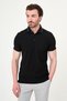 Straight Slim Fit Polo Collar Metal Button Short Sleeve Men's T-Shirt Black - 36888.26Y