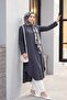 Long Rayon Tunic with Pockets and Side Slits - Smoked - 3