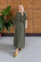 Women's Floral Patterned Linen Hijab Dress - 5